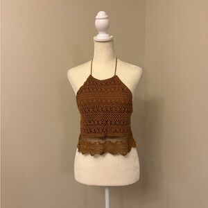 Brown Crochet Halter Top